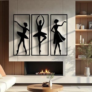 Ballerina Metal Wall Art - 3 Panel Ballet Silhouette Sculpture