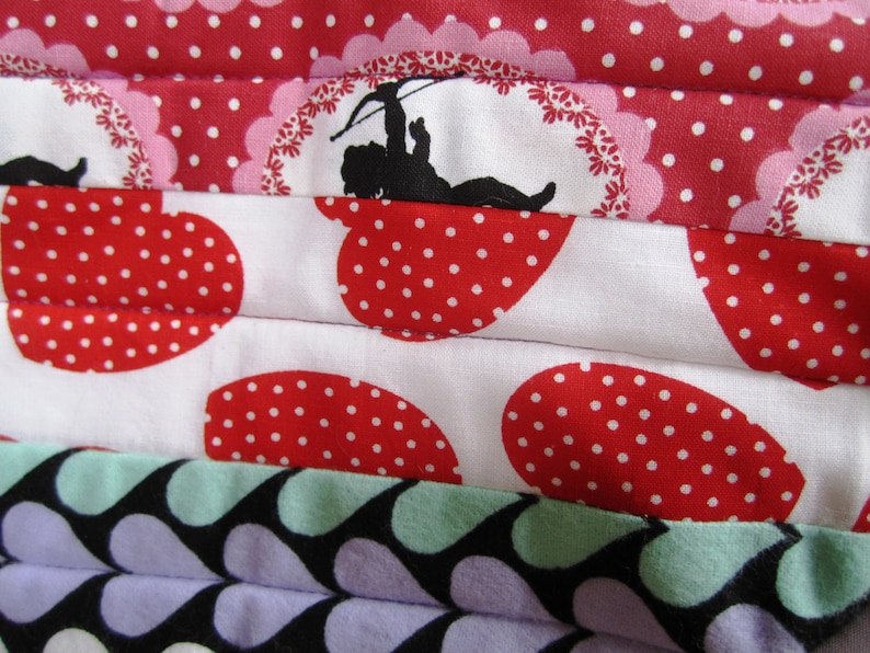 Heart Pot Holders Valentines Day Hot Pads Patchwork Quilted Set of Two \u2013 11.5 x 9 Inches