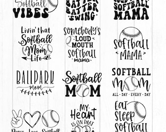 Softball Mom SVG Bundle, PNG, PDF, Cricut Silhouette Files