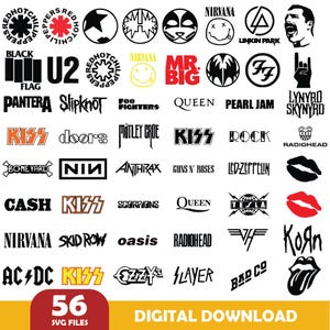Rock Band Bundle SVG - Rock Band Bundle Designs - Arquivos SVG cricut - Downloads digitais - Pacote SVG, arquivos em camadas