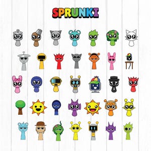 Sprunki SVG Bundle Sprunki Beats Gaming Clipart Layered SVG Gamer Geburtstag Incredibox Sprunki Pattern Font Png Clipart