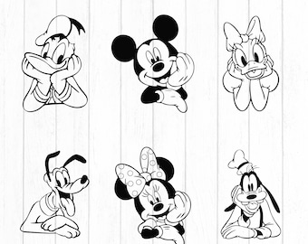 Mickey Mouse Head SVG Bundle, Layered Cartoon Characters (svg, png, pdf)