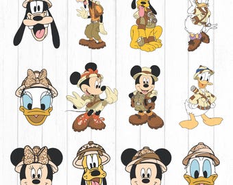 Mickey Safari Clipart, Animal Kingdom PNG SVG PDF, Mickey Birthday (Digital Files)