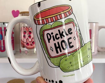 Mug Pickle Hoe 15 oz - Jolie tasse à café, Amour de cornichon à l&#39;aneth, cadeau pour amateur de cornichons, tasse de cornichons