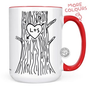 Mug Initiales personnalisées dans un coeur - Mug Je t'aime, cadeau initiales personnalisées, cadeau pour couples, cadeau d'anniversaire, cadeau mignon pour la Saint-Valentin