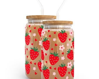 Erdbeerglasdosenschale: 16 Unzen Obst-Sommer-Trinkgeschirr