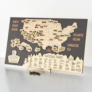 Mapa de viajes personalizado de parques nacionales LEMAP, marcador de parques nacionales, mapa de viajes de EE. UU., rastreador de viajes familiares por carretera, decoración de viaje para el hogar, regalo para excursionistas