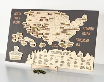 Handmade National Parks Travel Map: US Road Trip Tracker