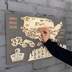 LEMAP l'ORIGINAL carte virale du parc national en bois, parc national, décoration de parc national, cadeau pour aventurier, cadeau pour voyageur, carte de voyage
