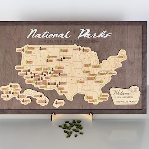 Mappa dei parchi nazionali, mappa di viaggio dei parchi nazionali, mappa del campeggio, mappa di viaggio degli Stati Uniti, mappa dei parchi, tracker di viaggio per famiglie, mappa delle avventure, regalo per viaggiatori
