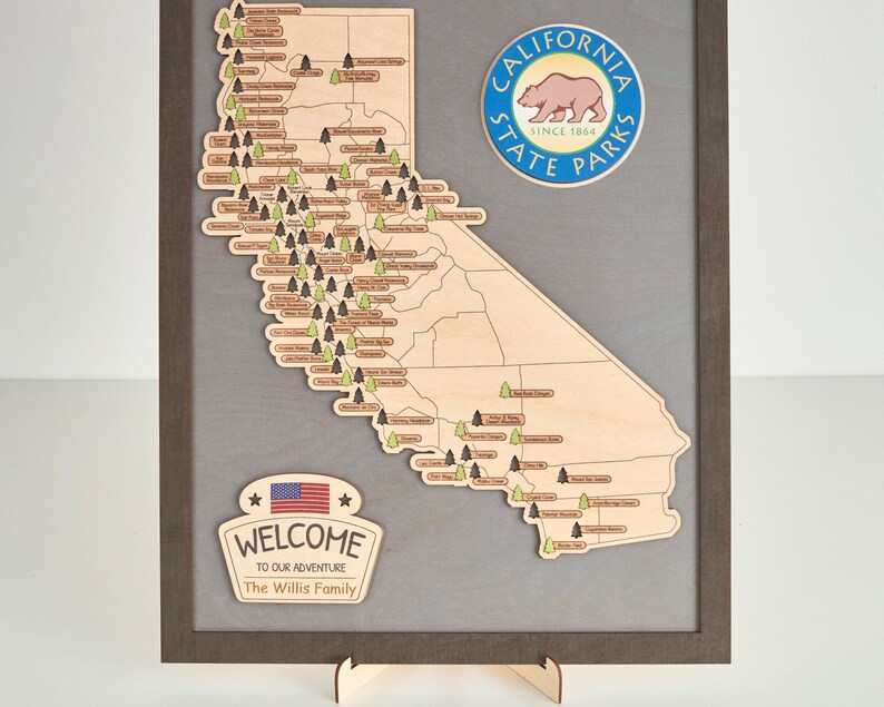 Handmade Wooden California State Parks Travel Map: Record Your Visits ...