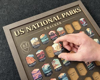 Handmade USA National Parks Wooden Push Pin Travel Map – Adventure Tracker