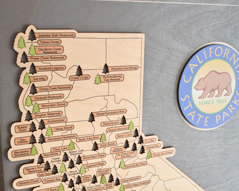 Handmade Wooden California State Parks Travel Map: Record Your Visits ...
