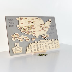 Lemap Carte des parcs nationaux des États-Unis, Carte des États-Unis avec épingles, Art mural, Cadeaux des parcs nationaux, Carte de voyage aux États-Unis, Carte en bois, Carte en bois, Cadeau 5e anniversaire pour lui