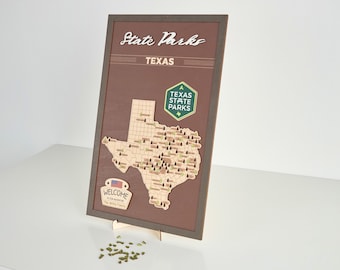 Handmade Wooden Texas State Parks Map: Travel Keepsake (24x15 inch)