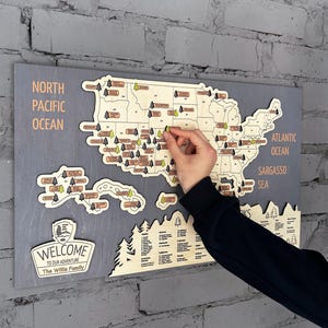 Reiskaart nationale parken, cadeau voor wandelaars, marker nationale parken, reiskaart VS, roadtrip-tracker familie, jubileumcadeau, handgemaakt cadeau
