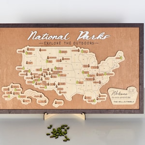 Reiskaart nationaal park LEMAP, kaart nationale parken, Amerikaanse reiskaart, roadtrip-tracker voor familie, wandelcadeaus gepersonaliseerd, campingkaarttracker