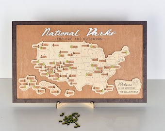 Handmade National Park Travel Map: US Road Trip Tracker