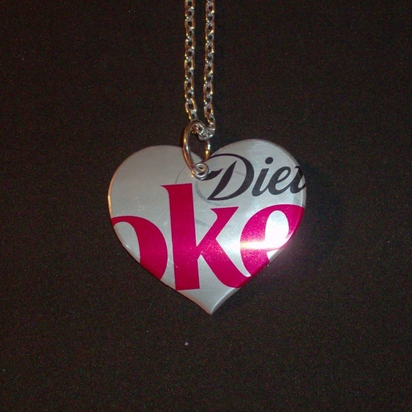Recycled Soda Pop Can Art Diet Coke Heart Necklace
