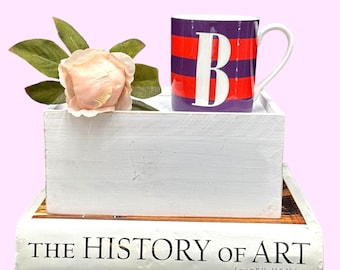 Kate Spade Lenox Red Letter Day "B" Mug – Purple Red Striped Porcelain 12 Oz