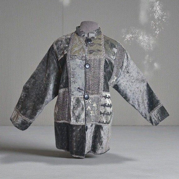 Vintage Patchwork Flashback Velvet Jacket, Size X… - image 2