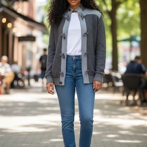 Y2K Womens Retrofit Goth Cardigan, Size Medium, Zip W/ Toggles,Streetwear