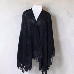 Vintage Suzanne Somersault Collection Suede perforated Laser Cut Cape One Size