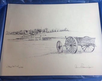 Signed Pencil Print By Consuelo Eames Hanks, Western, 11.5 X 14