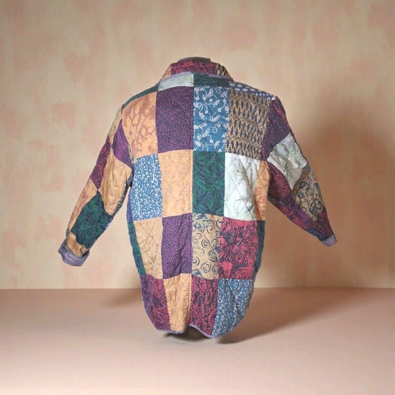 100% Silk Patchwork  Jacket, Size Medium, Reversi… - image 3