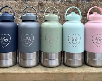 3-in-1 Pet Water Flask with x2 Bowls!Great present for any pet owner-Olive green/Navy/Pink sold out-SKY BLUE on offer!!!