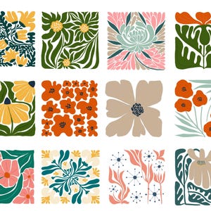Abstract flower svg and png bundle, danish flower svg, retro flower svg, boho flower svg, floral png, boho floral png svg, groovy flower svg