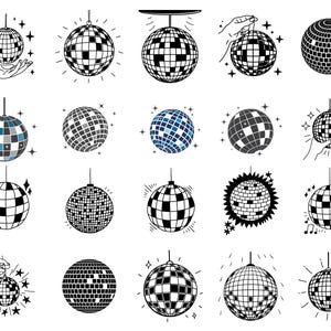 Disco Ball SVG Bundle: Retro Groovy Clipart (Digital Download)