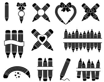 Paquete SVG de lápiz: imágenes prediseñadas escolares, diseños para profesores (descarga instantánea)