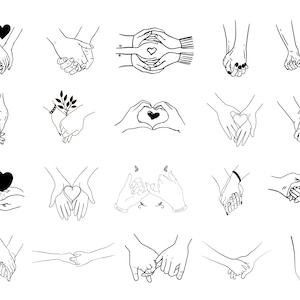 Holding Hands svg Bundle, Holding Hand Cut File, Holding Hand Silhouette, Couple Hands svg For Cricut, Pinky Hold svg, Digital Bundle