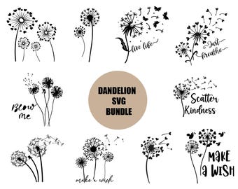 Löwenzahn SVG-Bundle: Von der Natur inspirierte Schneidedateien (Cricut, Silhouette)