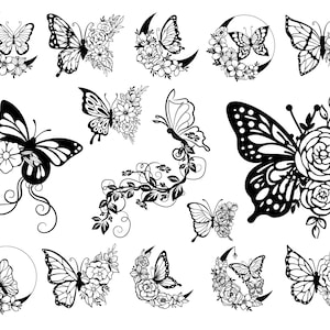 Flying Butterflies Svg Bundle, Layered Svg, Design Layout, Butterfly Swarm Svg, Butterfly Png, Cut Files For Cricut, Silhouette png pdf eps