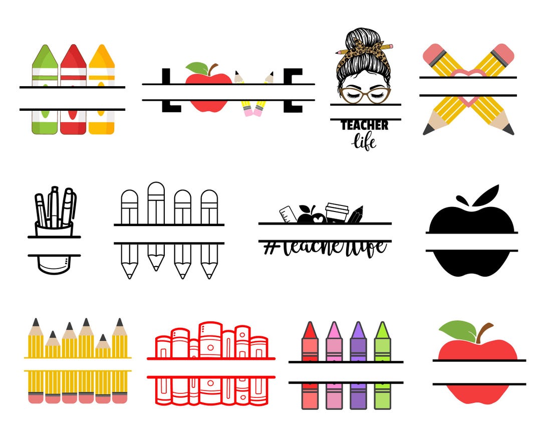 Teacher Monogram SVG Bundle: Back to School Designs (digital Download ...