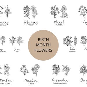 誕生月の花のSVGバンドル：花束デザイン（デジタルダウンロード）