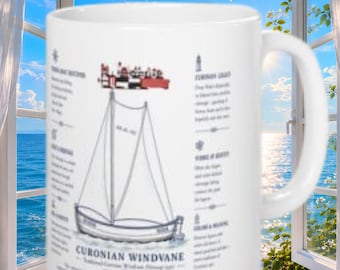 Nautical Sailing Mug  Maritime Coffee Cup Boat Lover Gift Coastal Decor Mug  Ocean Lover Gift, Sailor Gift Curonian Windvane Art
