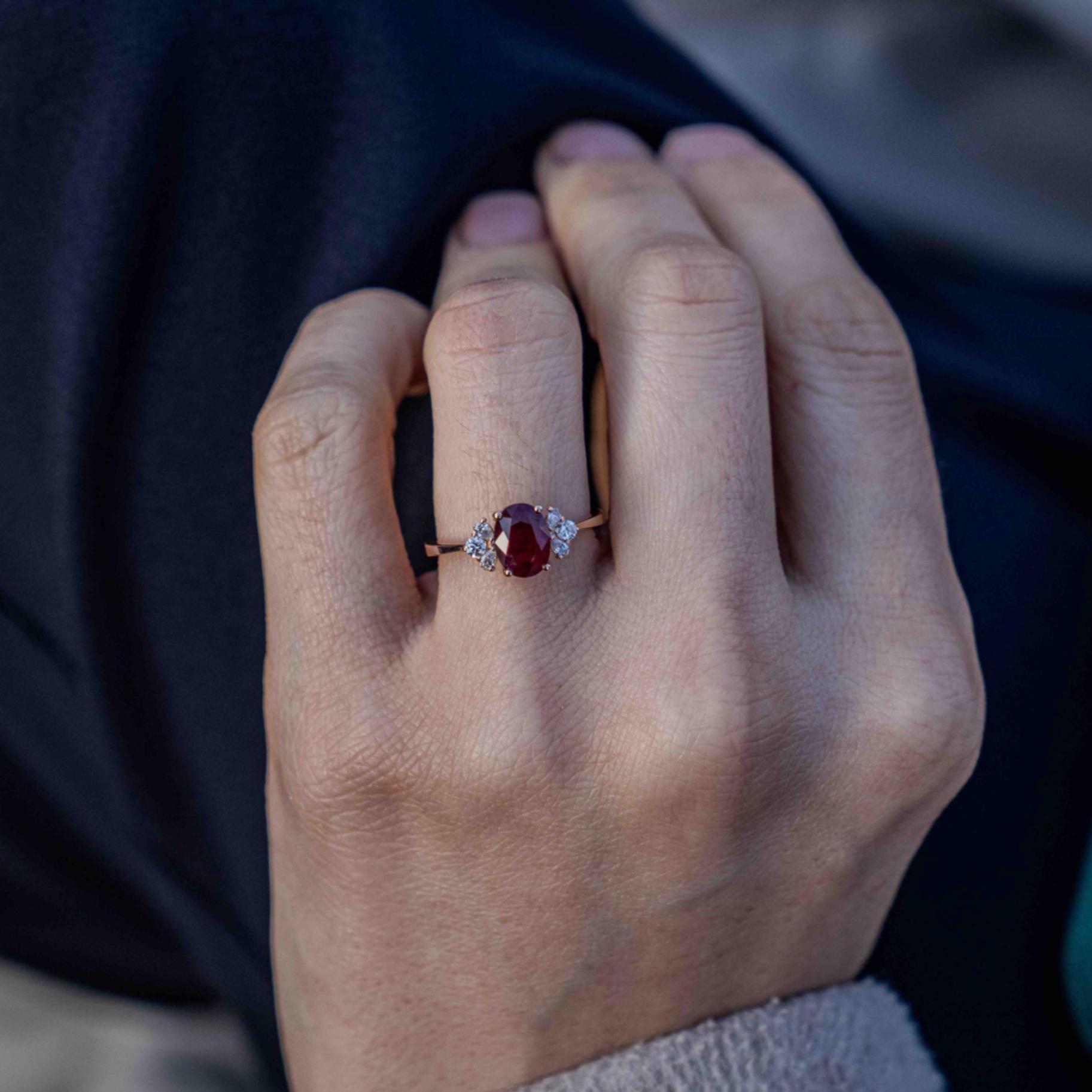 Ruby and Diamond 14k Gold Engagement Ring - Etsy