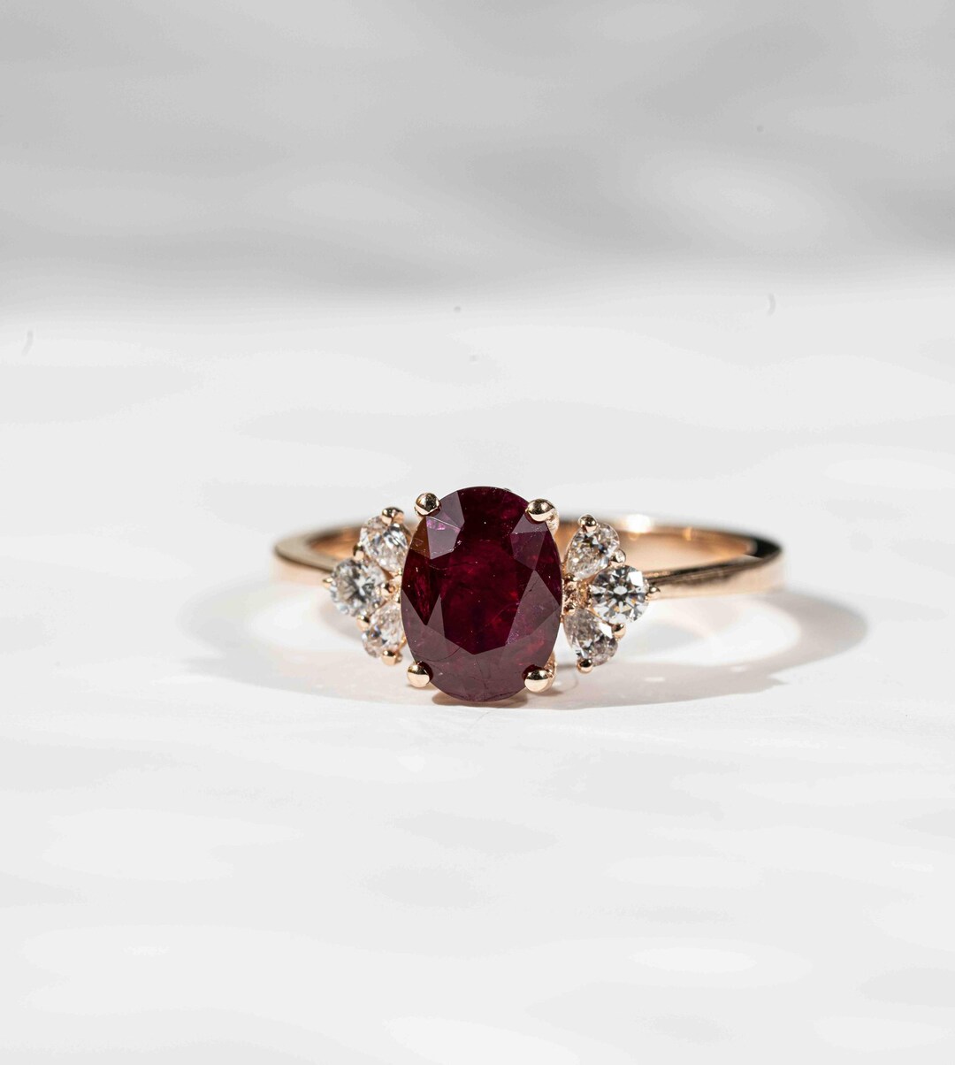 Ruby and Diamond 14k Gold Engagement Ring - Etsy
