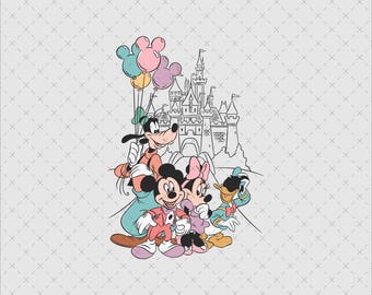 Retro Mickey & Co. PNG, Familienurlaub Design (Digitaler Download)