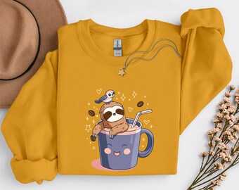 Camiseta unisex divertida de perezoso, sudadera, sudadera con capucha en taza - Camiseta unisex para uso diario