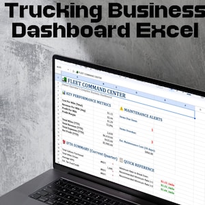 Trucking Business Dashboard Excel: Cost Per Mile, IFTA Log, Maintenance Tracker for Owner Operators
