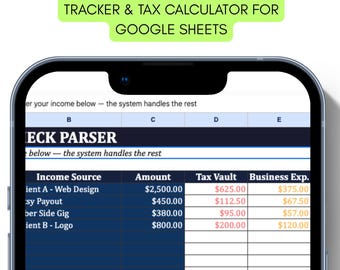 Freelancer Budget Spreadsheet | Gig Worker Income Tracker | Self Employed Expense Log | Google Sheets Template