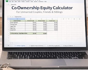 Co-Ownership Equity Calculator – Unmarried Buyers House Buyout Spreadsheet – Joint Property Tracker