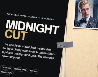 Printable Murder Mystery Game | The Midnight Cut Cold Case File | Detective Game for Adults Puzzle
