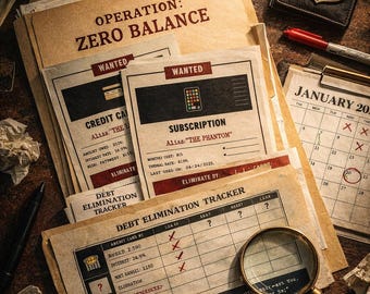 Desafío de Ahorro Misterioso, Planificador de Dark Academia, Detective de Deudas, Rastreador Visual de Ahorros, Presupuesto Neurodivergente