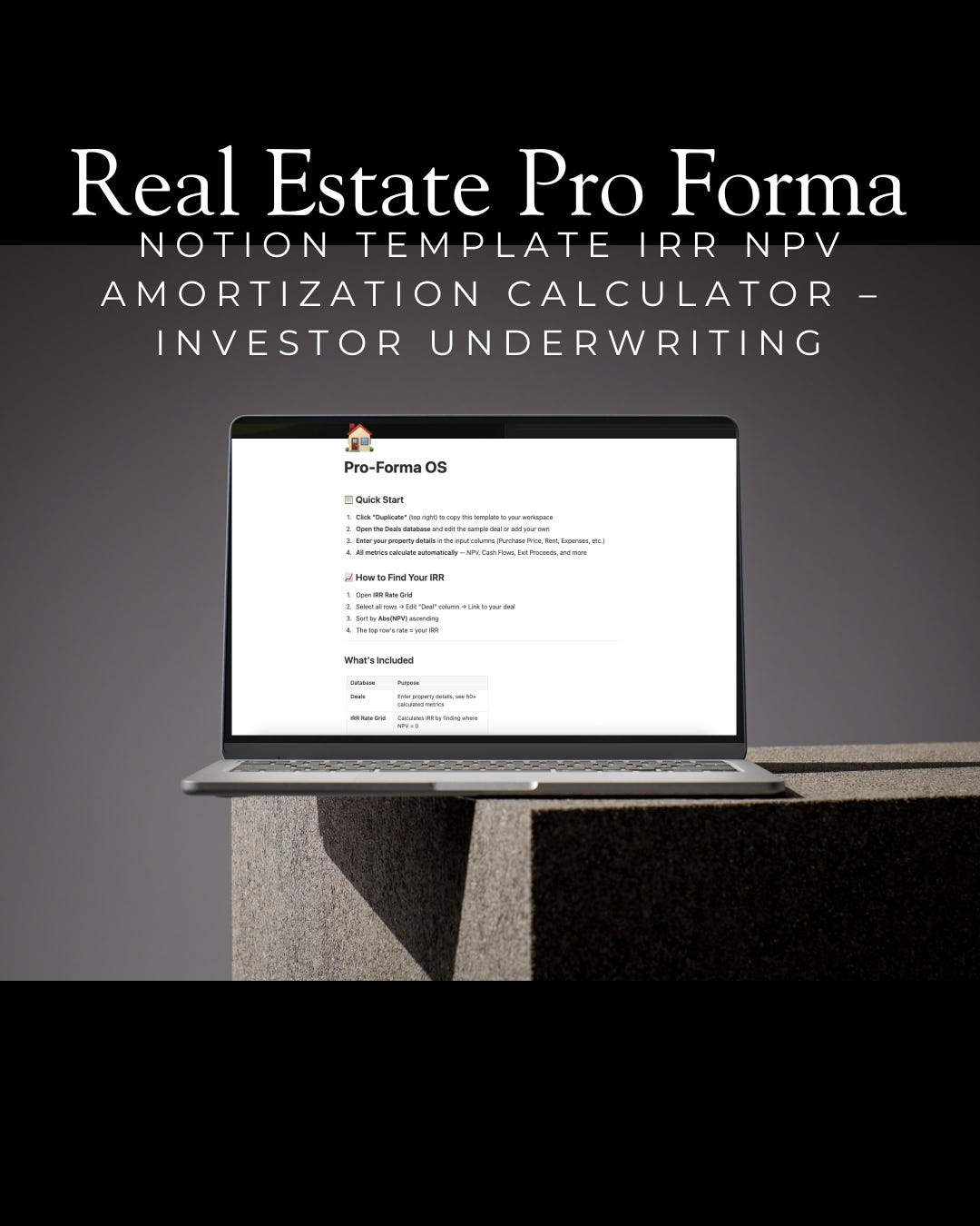 Real Estate Pro Forma Notion Template – IRR NPV Amortization Calculator ...
