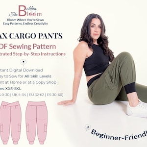 Beginner-Friendly Flax Cargo Pants PDF Sewing Pattern | Sizes XXS–5XL | The Bobbin Bloom